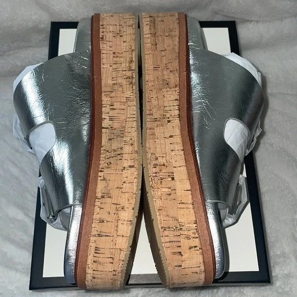 NWT J/SLIDES BELINDA Silver Leather Sandal - Picture 11 of 14